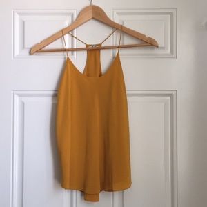 Grana 100% silk mustard racerback cami